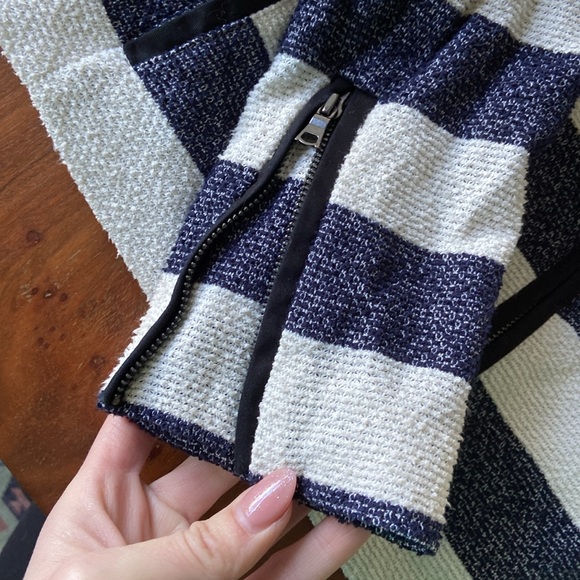 Gap navy blue cream striped slub knit jacket americana nautical fall layer 4 - Picture 8 of 16